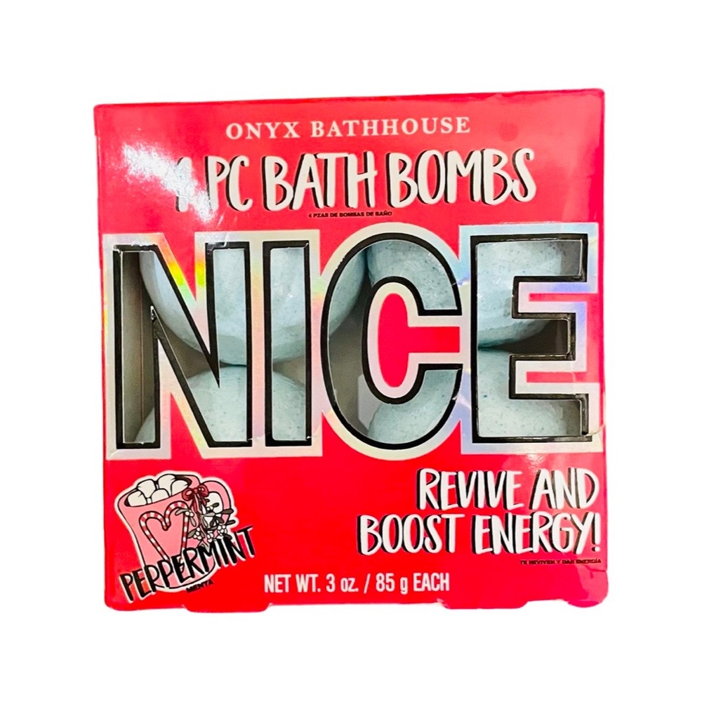 Onyx Bathhouse NICE Bath Bombs - Peppermint Revive and Boost Energy